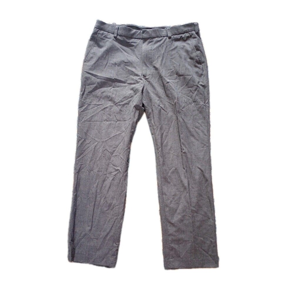 George Mens 36x30 Dress Pants Gray Straight Leg Lightweight Office Business